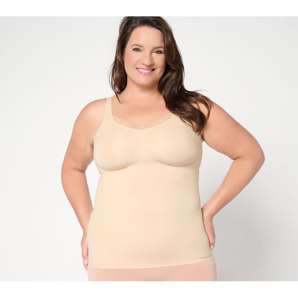 Gloria Vanderbilt Women's Bra Sz L Lace Trimmed V-Neck DARK BEIGE A728664